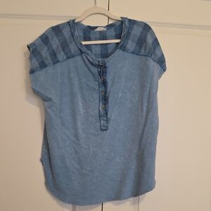 Blue Short Sleeve Women's Top